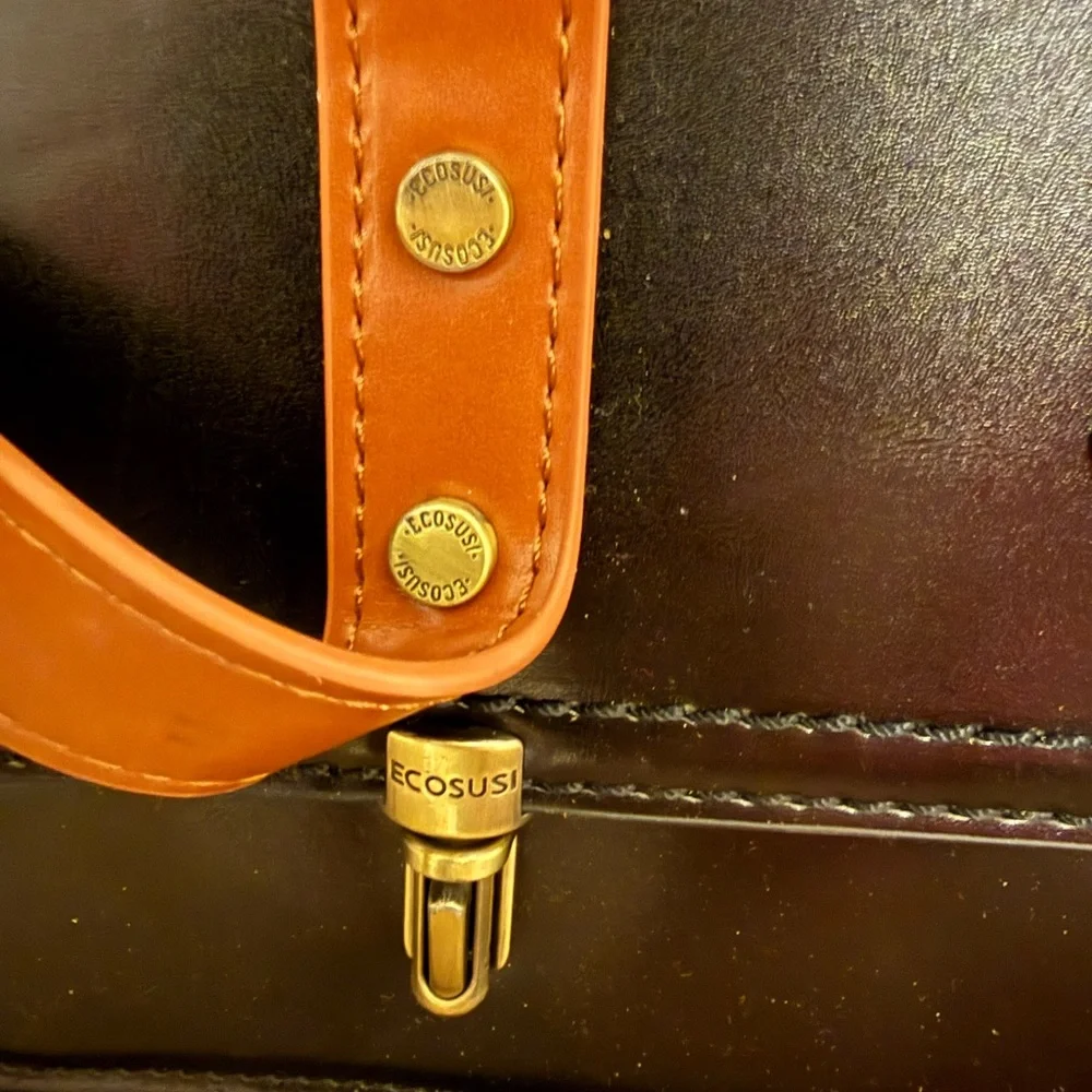 Crystal Bell Black and Brown Laptop Satchel Bag